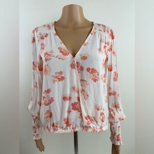 Sanctuary Women's Spring Punch Floral Surplice Long Sleeve Blouse, Size XS